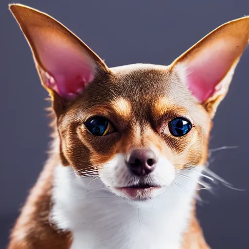 Image similar to crossbreed of an abyssian cat and a chihuahua, photo