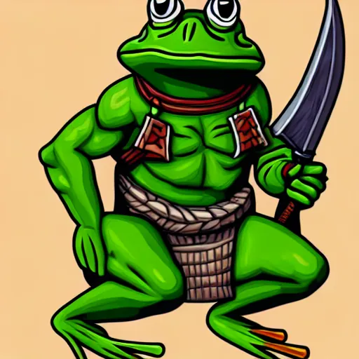 Image similar to digital illustration of a frog warrior, in the style of nintendo and d & d character art, highly detailed, sharp focus, 4 k