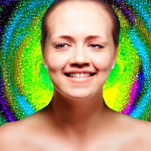 Image similar to portrait photo of woman with vortex marbles instead of eyes