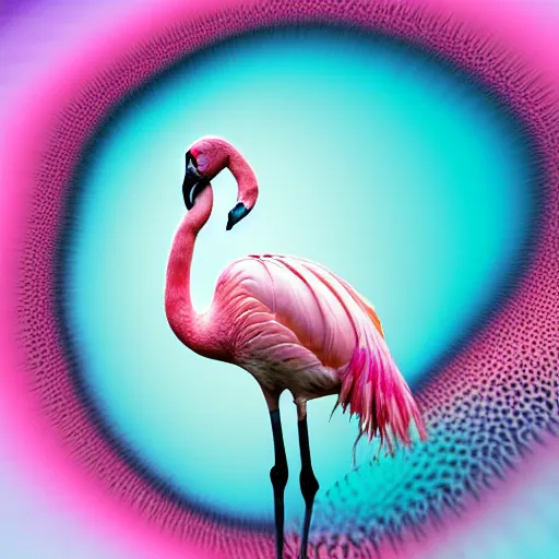 Prompt: 3 d mandelbulb fractal of a flamingo : : flamingo : : 3 d mandelbulb fractal : : visual depth, high quality, shadowing, fractal render : : pink, white : :