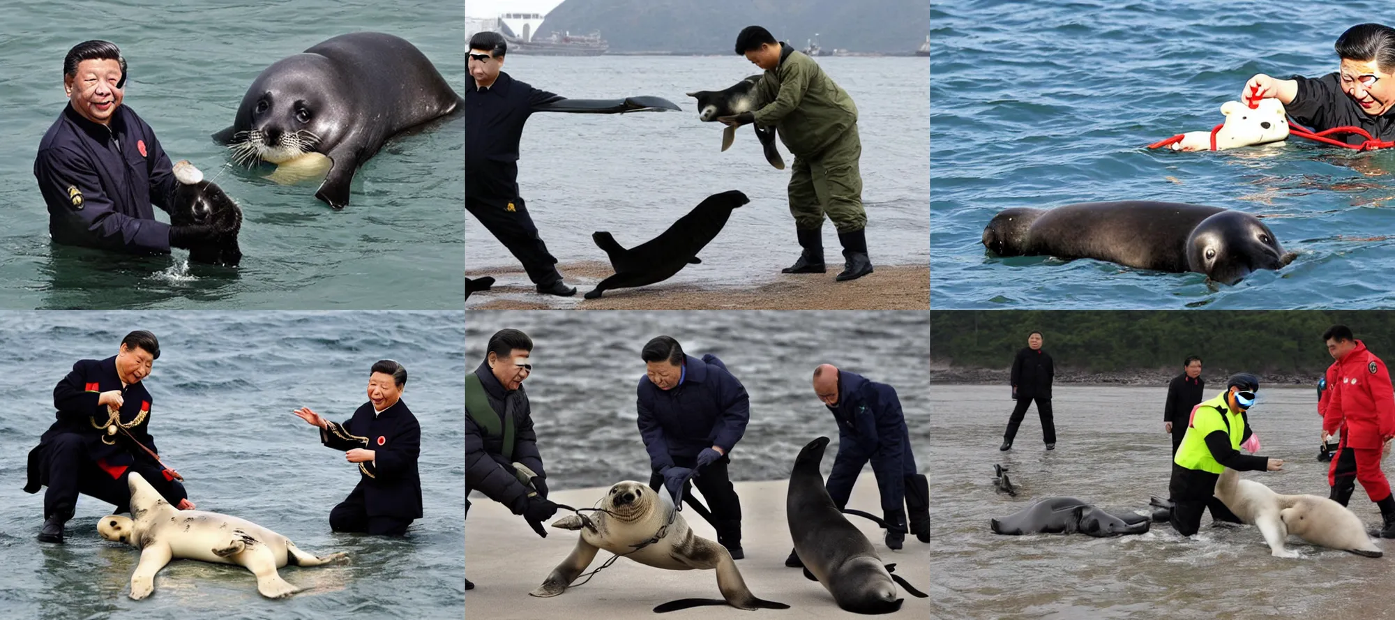 Prompt: xi jinping as seal trainer