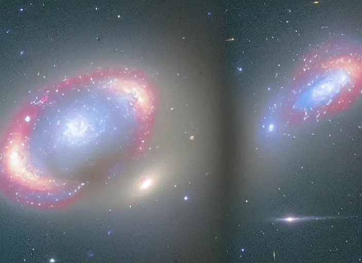 Prompt: two galaxies merging in a spectacle way, photo released from NASA, james webb telescope