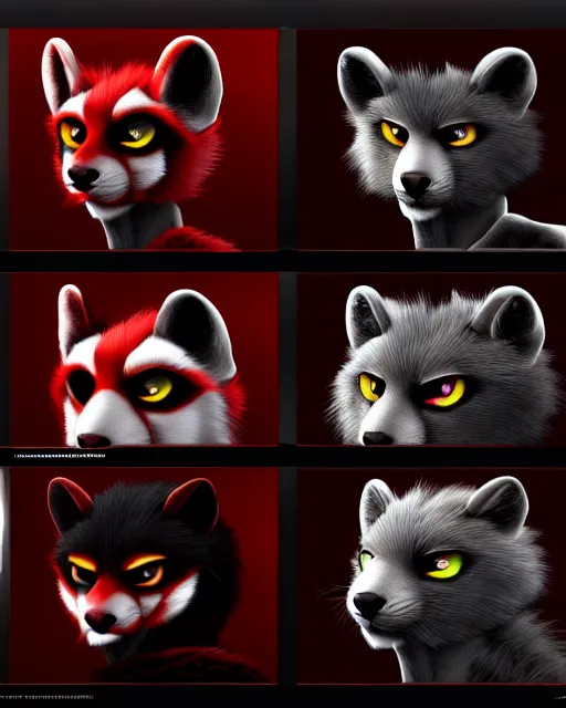 Image similar to furry - male - red - black - weasel - necromancer - fursona uhd ue 5 visual novel pc game expressions, photorealistic