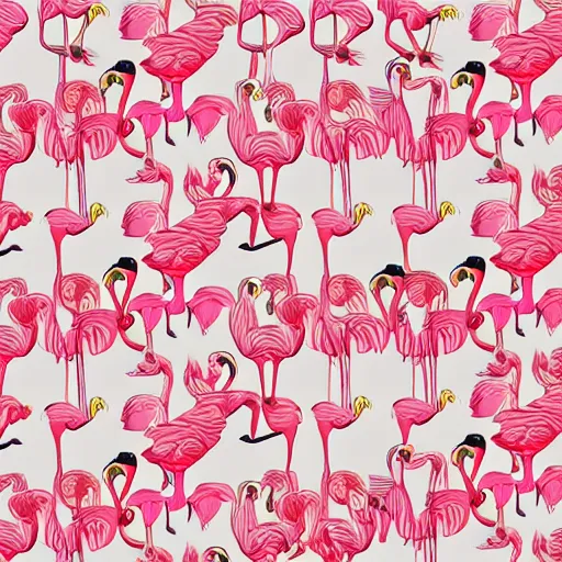 Image similar to a repeating pattern of flamingos