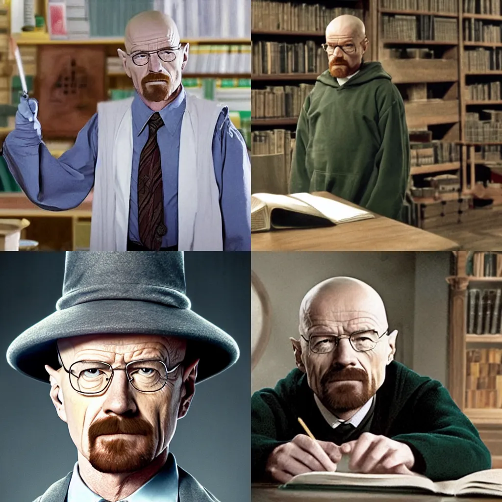 Prompt: walter white as a potions class teacher at hogwarts 4K high quality