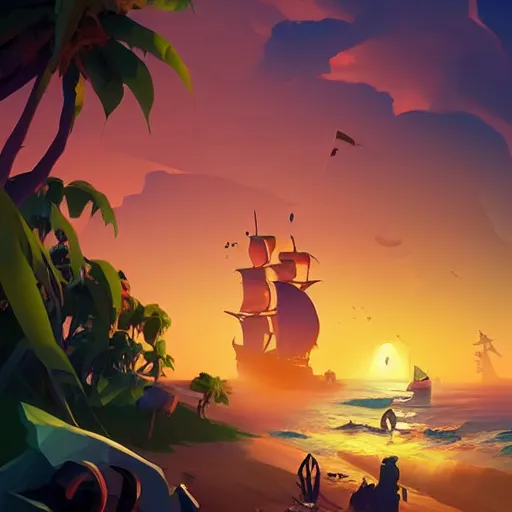 Image similar to painting treasure on sea of thieves game smooth median photoshop filter cutout vector, behance hd by jesper ejsing, by rhads, makoto shinkai and lois van baarle, ilya kuvshinov, rossdraws global illumination