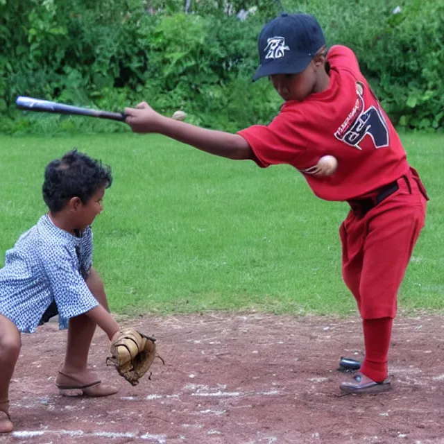 Prompt: photo of tahu nuva playing baseball