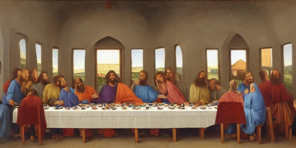 Image similar to the last supper in bishop hill colony church by olof krans oil on board