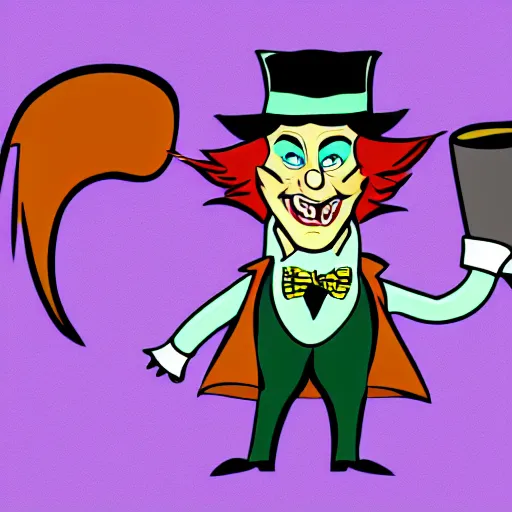 Image similar to mad - hatter - the - lunatic - madman as an nft - comic - art made by pop wonder, svg comic style, vector - artwork made in adobe - illustrator