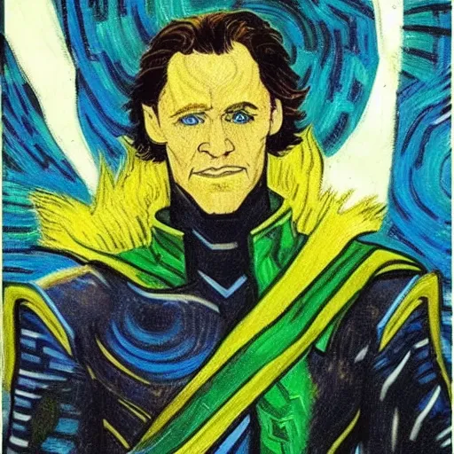 Prompt: Loki from Marvel Comics, by Vincent van Gogh