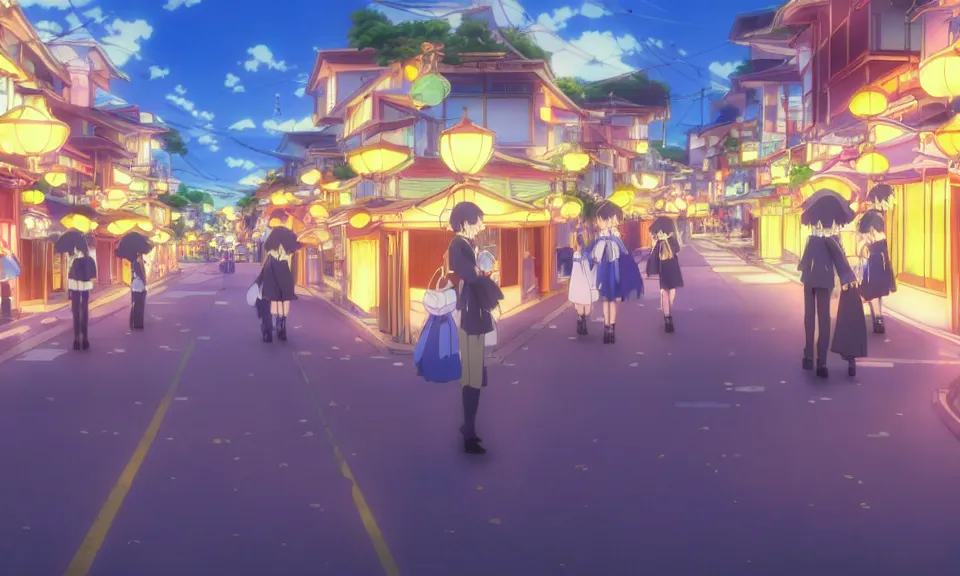 Image similar to kyoto animation still of contentment and satisfaction, dynamic lighting, vivid colors, high detail, award winning