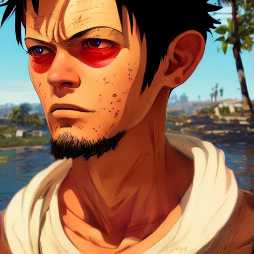 Prompt: highly detailed portrait luffy in gta v, stephen bliss, unreal engine, fantasy art by greg rutkowski, loish, rhads, ferdinand knab, makoto shinkai and lois van baarle, ilya kuvshinov, rossdraws, tom bagshaw, global illumination, radiant light, detailed and intricate environment