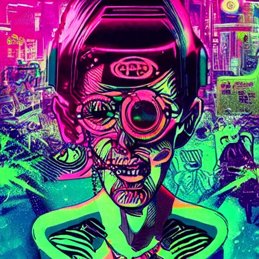 Prompt: marihuana mixed with lsd cyberpunk