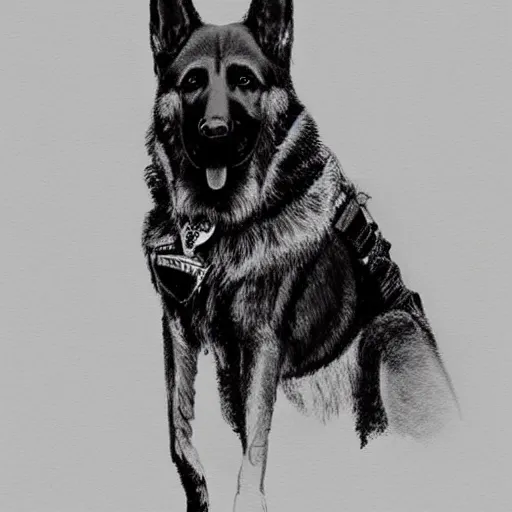 Image similar to German Shepherd Police Officer, digital art, artstation, very detailed, award winning, Furry Art,