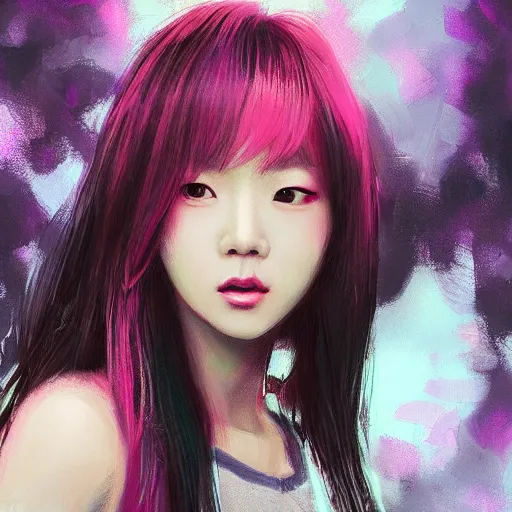 Image similar to “ a portrait of korean singer from blackpink, rainy background, pink bright art masterpiece artstation. 8 k, sharp high quality artwork in style of jose daniel cabrera pena and greg rutkowski, concept art by tooth wu, hearthstone card game artwork. ”