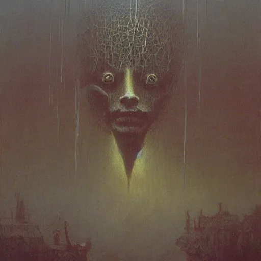 Image similar to A painting in the style of beksinski. extremely detailed