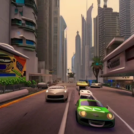 Image similar to gta : dubai by pixar