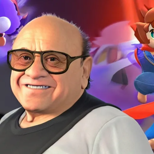 Image similar to Danny DeVito in Super Smash Brothers Ultimate, 4k HDR