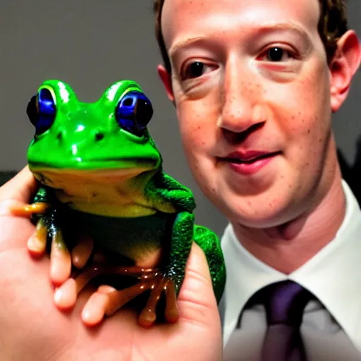 Image similar to mark zuckerberg holding a frog