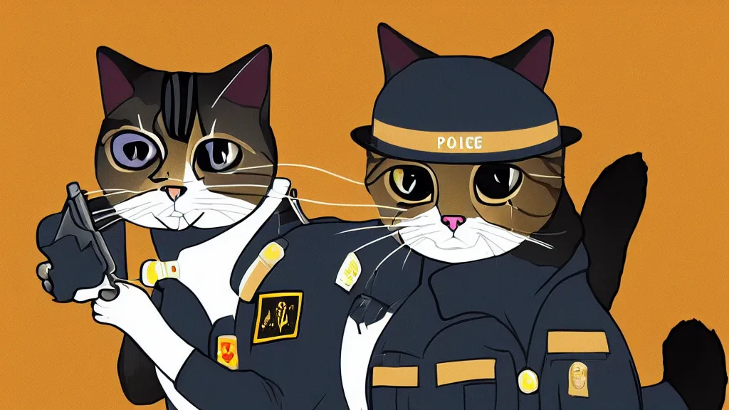 Prompt: A cat in a police outfit. vector, pixta.jp