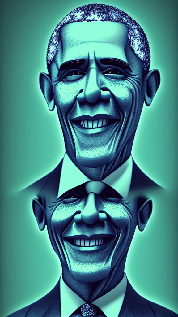 Image similar to 100 year old Obama the size of the Hulk by Beeple, Studio lighting, shallow depth of field. Professional photography, lights, colors,4K