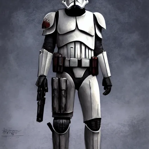 Image similar to an imperial stormtrooper walking, full body photography, extremely long shot, long shot, full-length, head-to-toe, concept art by Doug Chiang cinematic, realistic painting, high definition, concept art, the Mandalorian concept art style