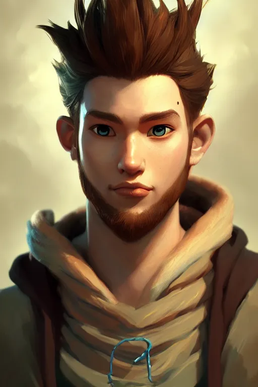 Prompt: a game art portrait of a handsome young male wizard of the water element by Cory Loftis, hyperrealism, very detailed, Vray, Rembrandt lighting, artstation, Deviantart, fantasy art, rpg portrait