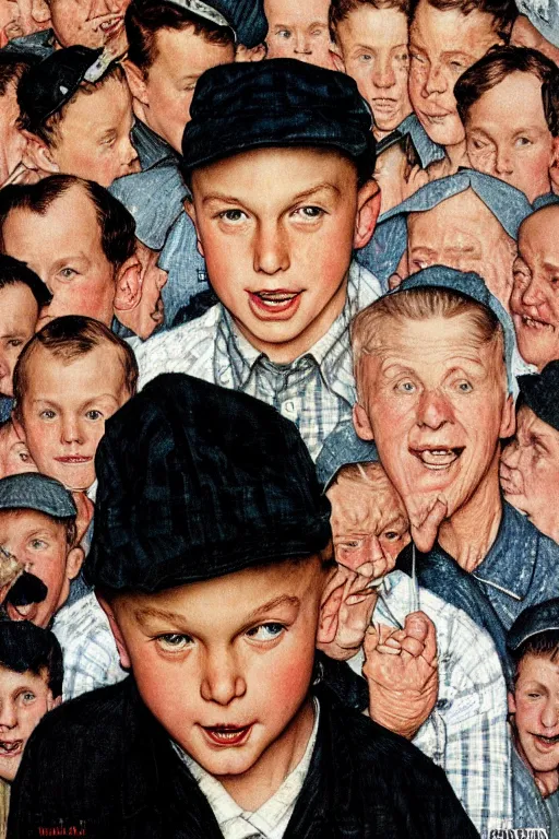 Prompt: san ben affleck wearing checkered shirt and white cap, poster, by norman rockwell