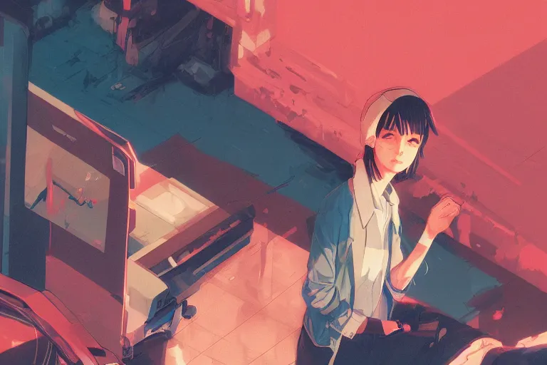 Prompt: digital illustration of aw 1 1 mr 2, by makoto shinkai, ilya kuvshinov, lois van baarle, rossdraws, basquiat