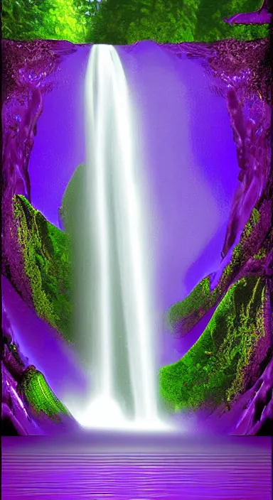 Prompt: purple planet with waterfall pixel artwork, digital art, award winning