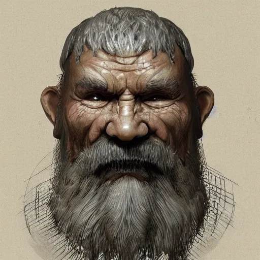 Prompt: a highly detailed portrait of a massive epic fantasy giant old man concept art