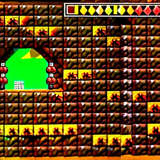 Image similar to Donkey Kong in a beautiful mine with shiny crystals on the wall, floating barrels and minecarts. In-game screenshot.