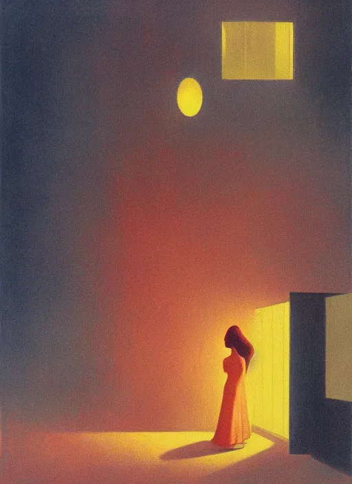 Prompt: woman at a traffilc in space light Edward Hopper and James Gilleard, Zdzislaw Beksinski highly detailed