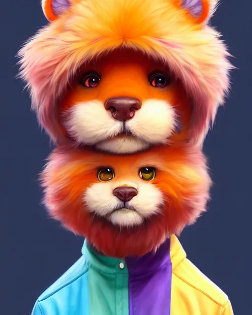 Image similar to character concept art of a cute young colorful male anthropomorphic furry | | cute - fine - face, pretty face, key visual, realistic shaded perfect face, fine details by stanley artgerm lau, wlop, rossdraws, james jean, andrei riabovitchev, marc simonetti, and sakimichan, trending on artstation