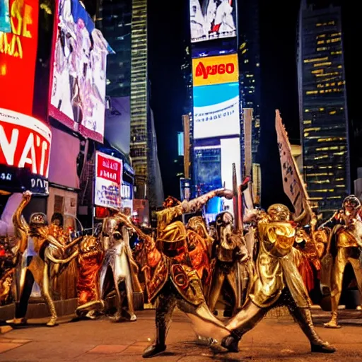 Prompt: beware the ides of march, the assassination of julius caesar by stromtroopers in time square, in the style of vincenzo camuccini, hyperrealism, cinematic, bokeh