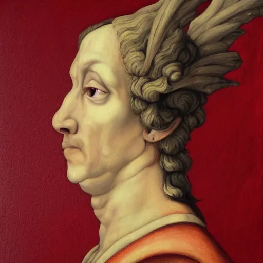 Image similar to a red dragon, profile picture, renaissance style, oil paint