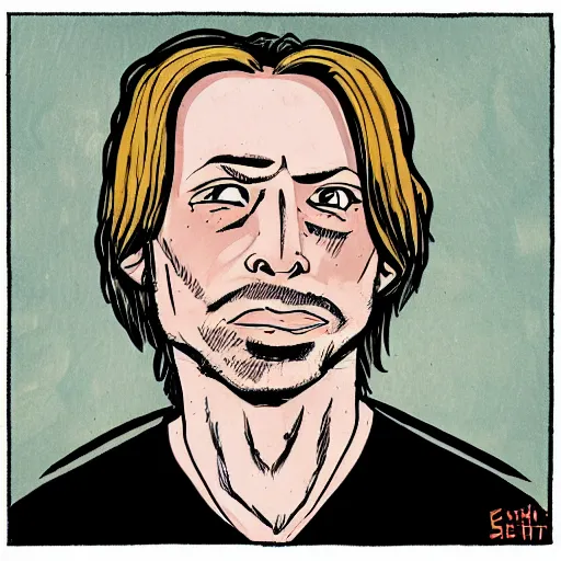 Prompt: a 2 0 0 6 indie comic illustration portrait of the face of a person named keith smeltwort