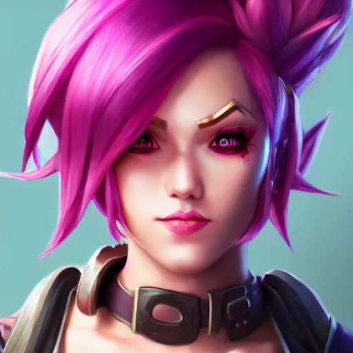 Image similar to Vi from League of Legends, by Fortiche Studio, by Riot Games, from Netflix's Arcane, trending on artstation character art,fine details, realistic shaded, fine-face, pretty face