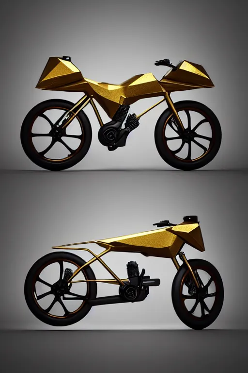 Image similar to “ deer bike. front on, symmetrical. industrial design. good design award, innovative product concepts, most respected design, amazing depth, glowing, golden ratio, 3 d octane cycle unreal engine 5, volumetric lighting, cinematic lighting, cgstation artstation concept art ”