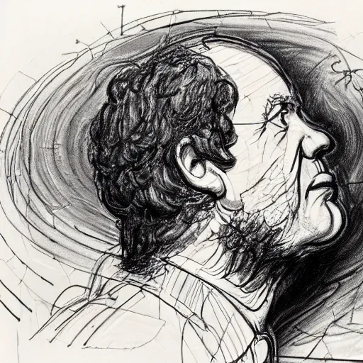 Image similar to a realistic yet scraggly portrait sketch of the side profile of a stern and sophisticated larry fine, trending on artstation, intricate details, in the style of frank auerbach, in the style of sergio aragones, in the style of martin ansin, in the style of david aja, in the style of mattias adolfsson