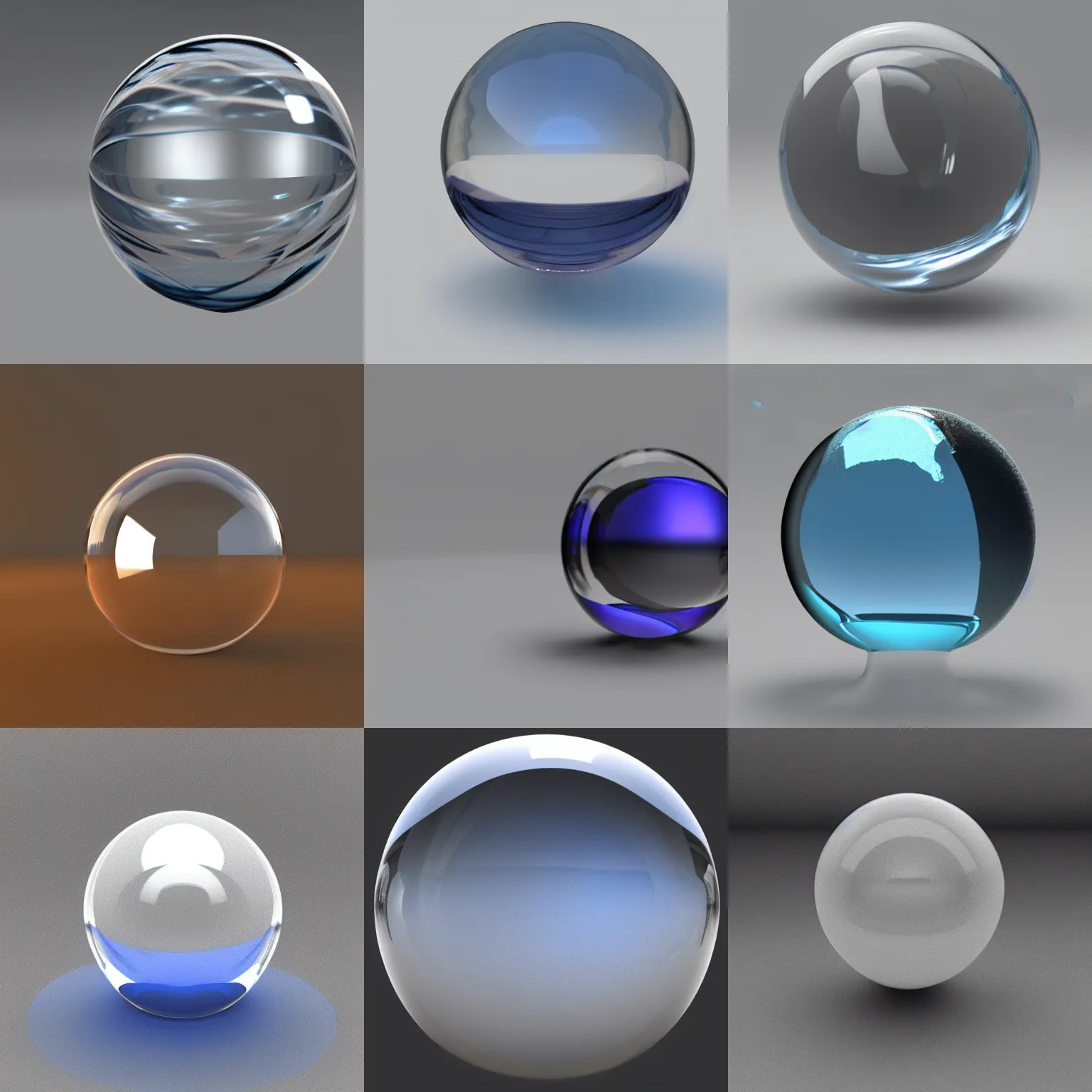 Prompt: a glass sphere 3 d render, blender, raytracing