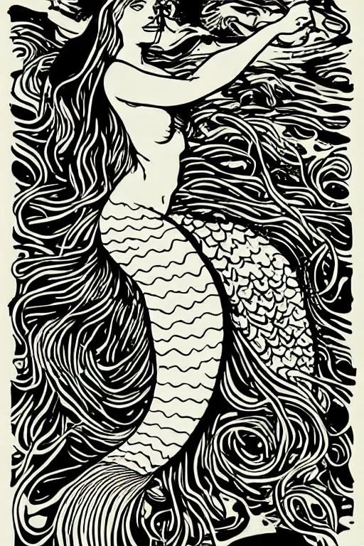 Image similar to portrait of a mermaid in kelp by MCBESS, colour print