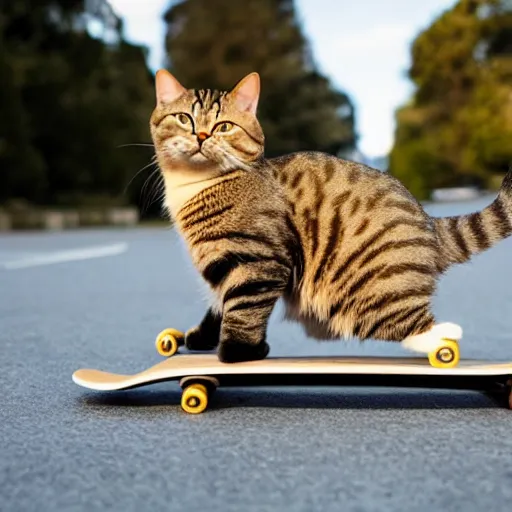 Prompt: a cat on a skateboard