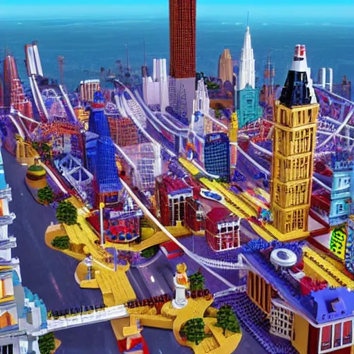 Image similar to city made out of lego, very high quality, photorealistic, 4k