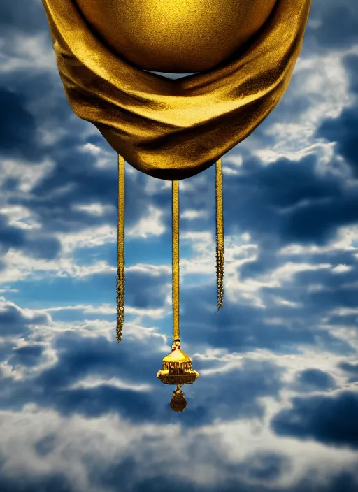 Prompt: dark angle made of clouds, golden ornament, mystic, dreamlike, 4 k,