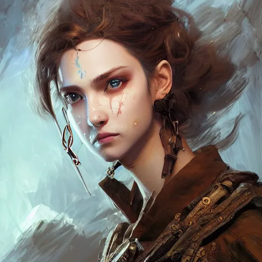 Image similar to A masterpiece portrait of a Incredibly beautiful queer Syberian post apocalyptic shaman girl . medium shot, intricate, elegant, highly detailed. trending on artstation, digital art, by Stanley Artgerm Lau, WLOP, Rossdraws, James Jean, Andrei Riabovitchev, Marc Simonetti, Yoshitaka Amano