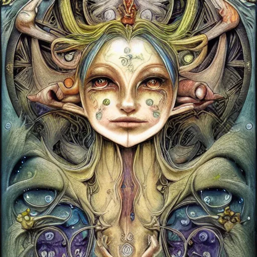 Image similar to detailed and sharp virgo artistic zodiac artwork, mystic style, detailed, 8 k, detailed, symmetrical, by brian froud