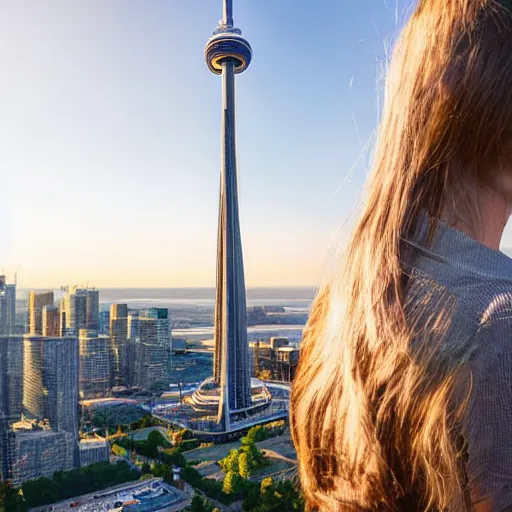 Prompt: Toronto tourist guide with planet mars as a head impaled on Toronto space needle, dramatic cinematic lighting