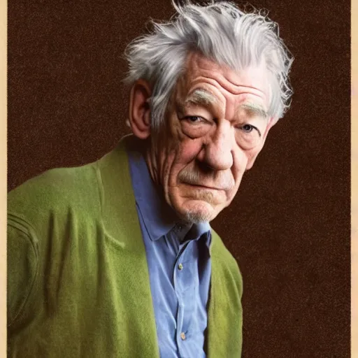 Prompt: a portrait of ian mckellen in the style of frog and toad