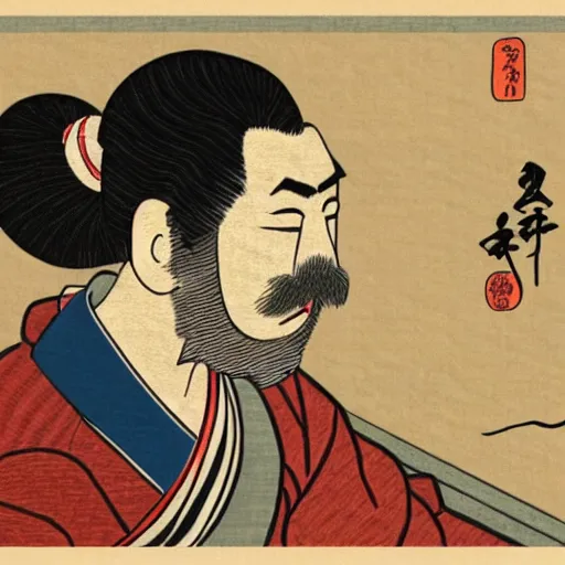 Prompt: twitch streamer forsen and his dog peppah in Ukiyo-e style, rule of thirds